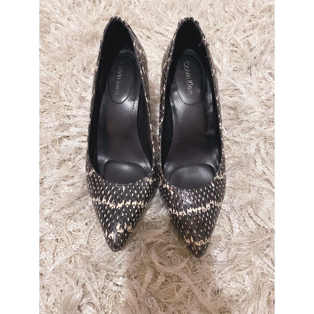 Calvin Klein snake pattern pumps